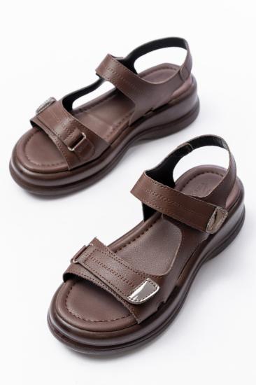 Bluefeet Kahverengi Cilt Cırt Cırtlı Sandalet