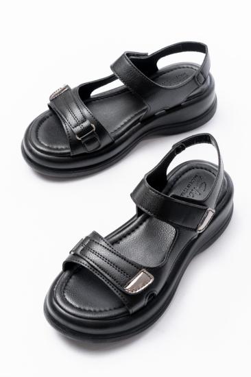 Bluefeet Siyah Cilt Cırt Cırtlı Sandalet
