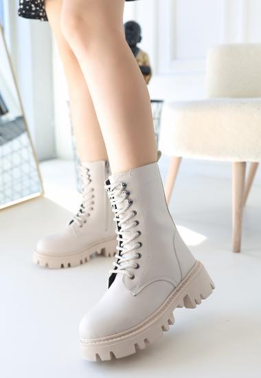 Bluefeet Neole Bej Cilt Bağcıklı Bot