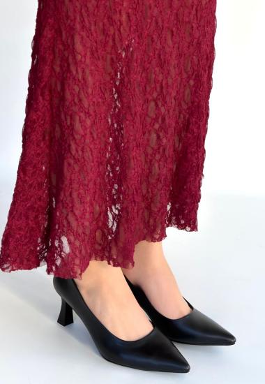 Hkursat Mırta Siyah Cilt Topuklu Ayakkabı