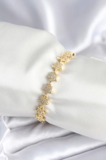 Hkursat Pirinç Gold Renk Yıldız Model Kadın Bileklik