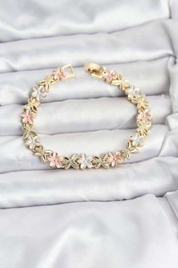 Lotus Model Hkursat Pirinç Gold ve Pembe Renk Kadın Bileklik