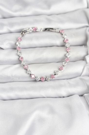 Kare Zirkon Taşlı Gümüş Renk Kadın Bileklik