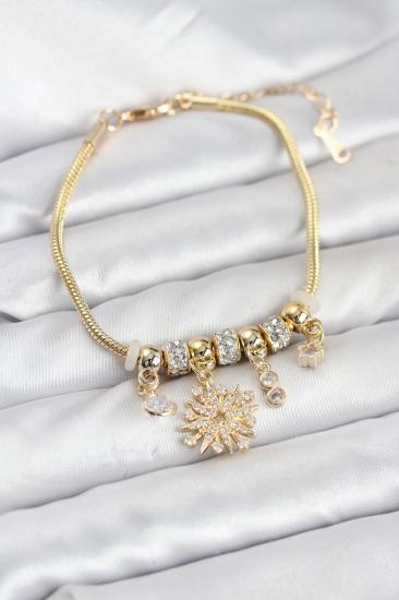 Kutup Yıldızı Model Charmlı Gold Renk Kadın Bileklik
