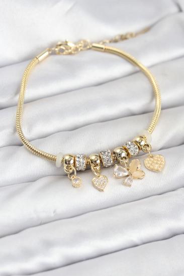 Kelebek Charmlı Gold Renk Kadın Bileklik