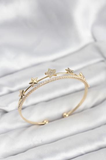 Yıldız Model Gold Renk Hkursat Pirinç Kadın Bileklik
