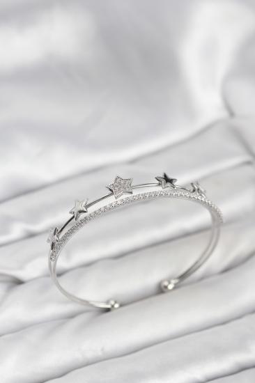 Yıldız Model Gümüş Renk Hkursat Pirinç Kadın Bileklik