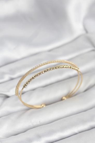 Dorika Model Hkursat Pirinç Gold Renk Kadın Bileklik