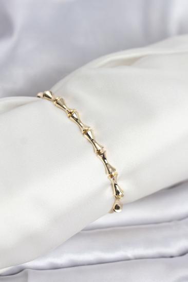 Hkursat Pirinç Gold Renk VIP Seri Kemik Model Zirkon Taşlı Kadın Bileklik