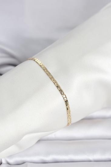 CM 14K Gold Renk Yassı Ezme Zincir Model Kadın Bileklik