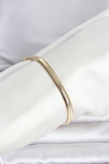 CM 14K Gold Renk Yassı Zincir Yılan Model Kadın Bileklik