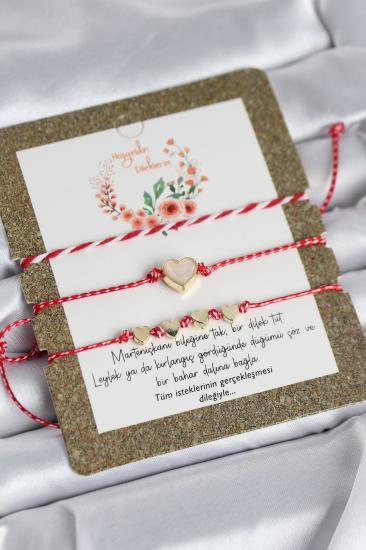 Hkursat Marteniçka Bileklik 3’lü Beyaz Mineli Kalp Model