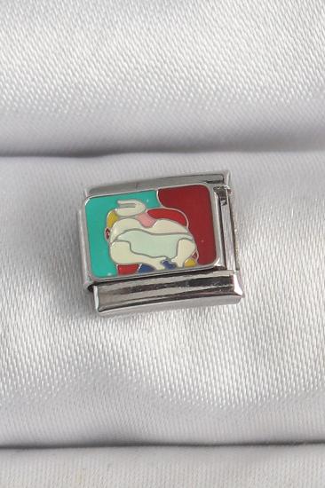 Hkursat 316L Çelik Gümüş Renk Renkli Portre Model Nomination Charm