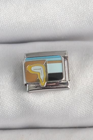 Hkursat 316L Çelik Gümüş Renk Renkli Portre Model Nomination Charm