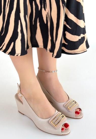 Hkursat Mamba Bej Cilt Dolgu Topuk Ayakkabı