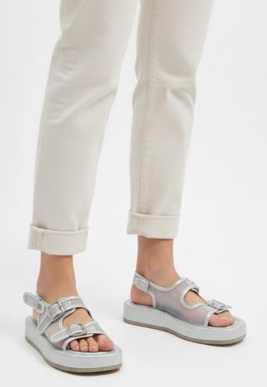 Hkursat Sinna Gümüş Cilt Tül Detaylı Sandalet