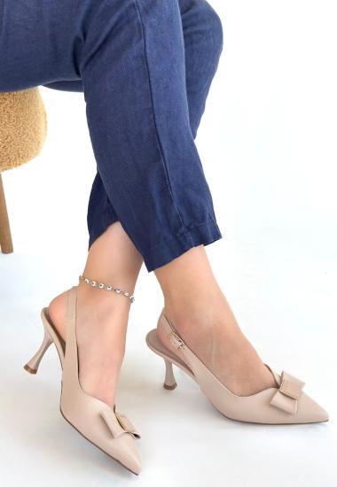 Hkursat Leyya Bej Cilt Topuklu Ayakkabı