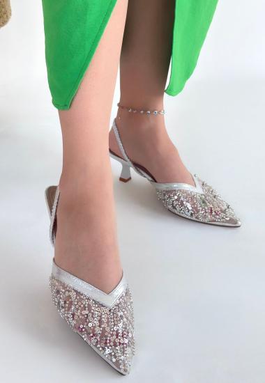 Hkursat Toyi Gümüş Saten Topuklu Ayakkabı