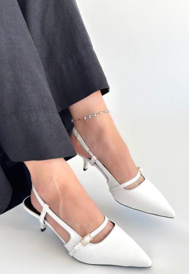 Hkursat Darina Beyaz Cilt Topuklu Ayakkabı