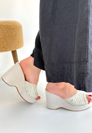 Hkursat Moka Bej Triko Dolgu Topuk Terlik