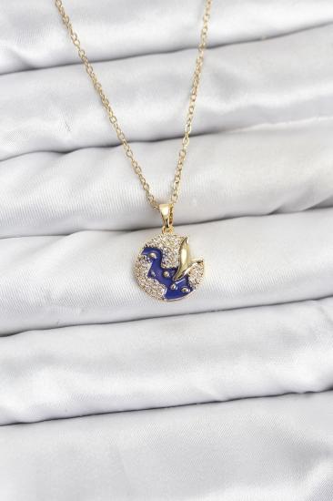 Hkursat 316L Çelik Zincir Gold Renk Gece Model Zirkon Taşlı Kadın Kolye