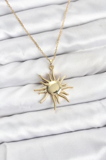 Hkursat 316L Çelik Zincir Gold Renk Güneş Model Kadın Kolye