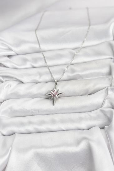 Hkursat 316L Çelik Gümüş Renk Zirkon Taşlı Kutup Yıldızı Model Kadın Kolye