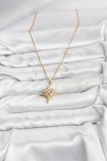 Hkursat 316L Çelik Gold Renk Zirkon Taşlı Kutup Yıldızı Model Kadın Kolye