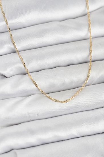 CM 14K Gold Renk Hkursat Pirinç Ezme Burgu Model Kadın Kolye