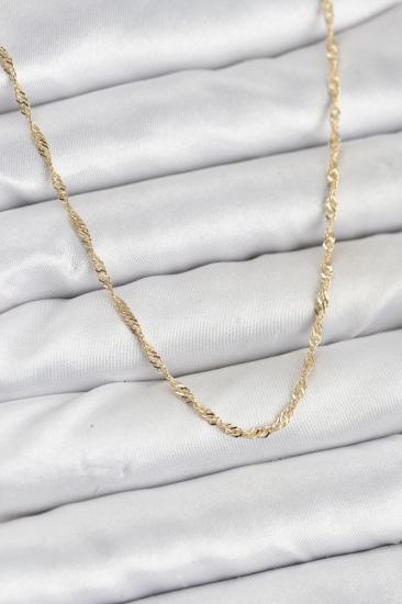 CM 14K Gold Renk Yassı Burgulu Model Kadın Kolye