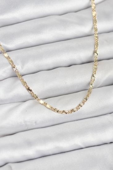 CM 14K Gold Renk Lazerli Zincir Model Kadın Kolye