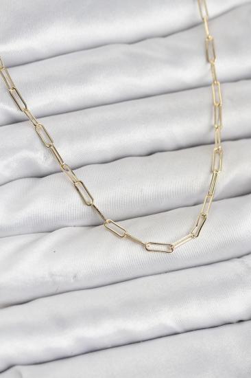 CM 14K Gold Renk Hkursat Pirinç Ataç Zincir Kadın Kolye