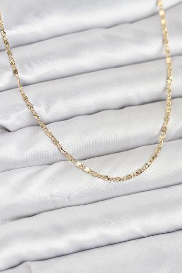 CM 14K Gold Renk Lazer İnce Zincirli Kadın Kolye