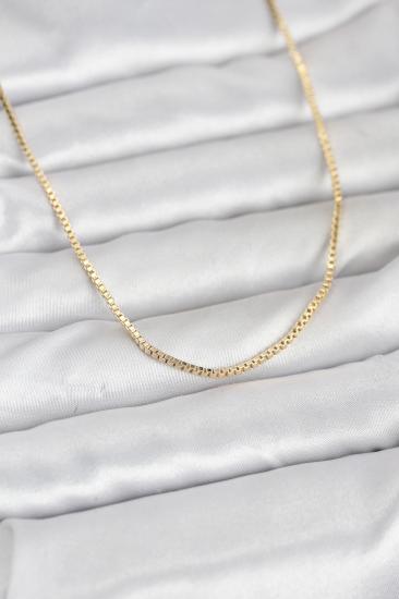 CM 14K Gold Renk Kare Zincirli Model 60 cm Kadın Kolye