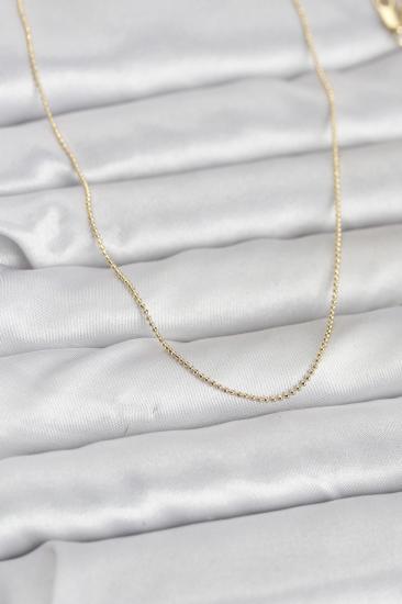 CM 14K Gold Renk İnce Top Zincirli 60 cm Kadın Kolye