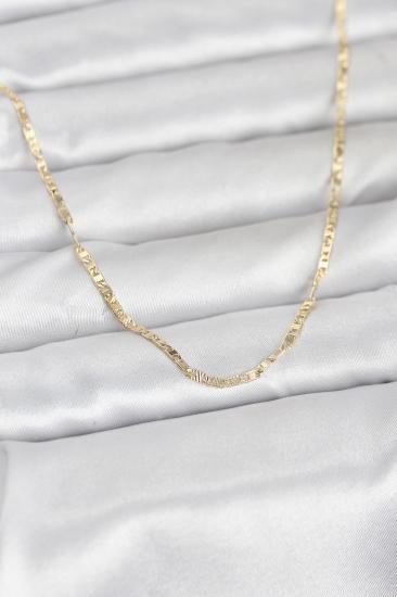 CM 14K Gold Renk Yassı Zincir Model 60 cm Kadın Kolye