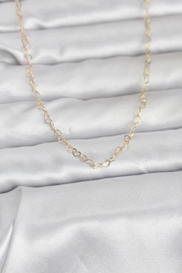 CM 14K Gold Renk Kalp Zincirli 60 cm Kadın Kolye