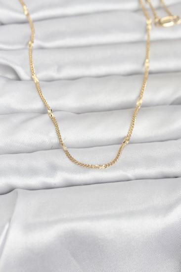 CM 14K Gold Renk Lazer Puntalı Model 60 cm Kadın Kolye