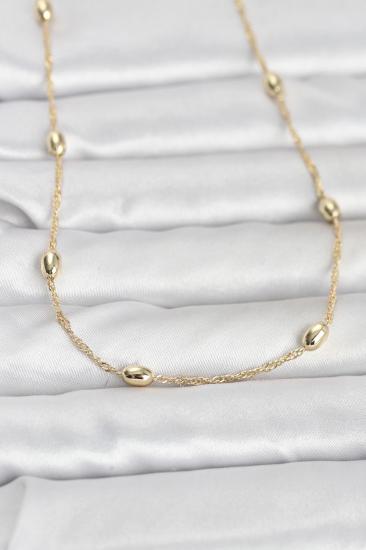 CM 14K Gold Renk Topçuklu Burgu Zincir Model 60 cm Kadın Kolye
