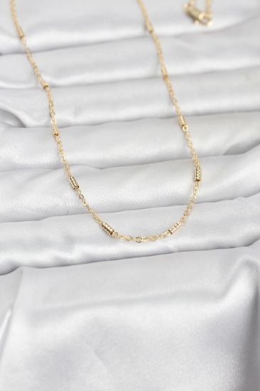 CM 14K Gold Renk Bar Zincir Model 60 cm Kadın Kolye