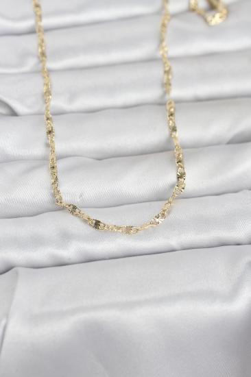 CM 14K Gold Renk Lazerli Gemici Zincir Model 60 cm Kadın Kolye