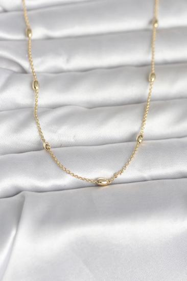 CM 14K Gold Renk Damla Topçuk Model Zincirli 60 cm Kadın Kolye