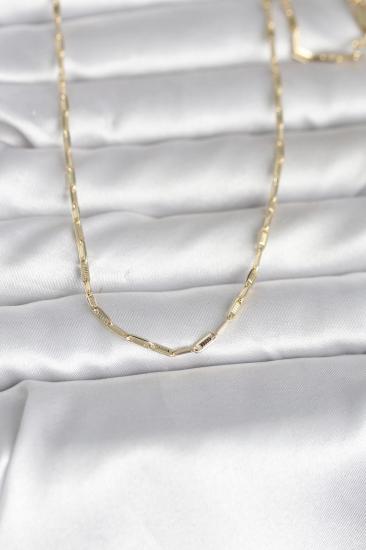 CM 14K Gold Renk İnce Ataç Zincir Model 60 cm Kadın Kolye