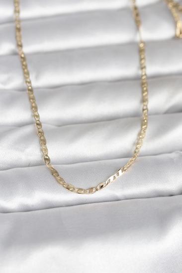 CM 14K Gold Renk Yassı Zincir Model 60 cm Kadın Kolye