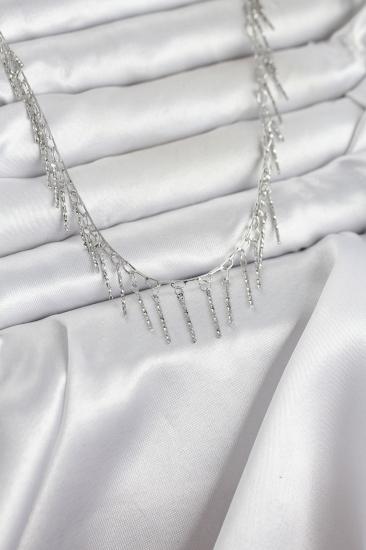 Hkursat Pirinç Gümüş Renk Saçaklı Model Kadın Kolye