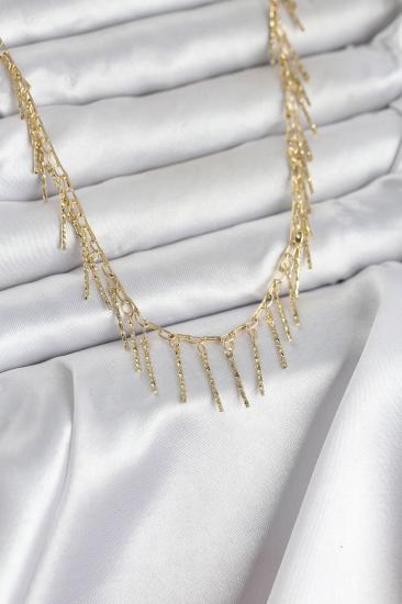 Hkursat Pirinç Gold Renk Saçaklı Model Kadın Kolye