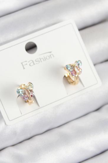 Hkursat Pirinç Zirkon Taşlı Kelebek Model Gold Renk Çocuk Küpe