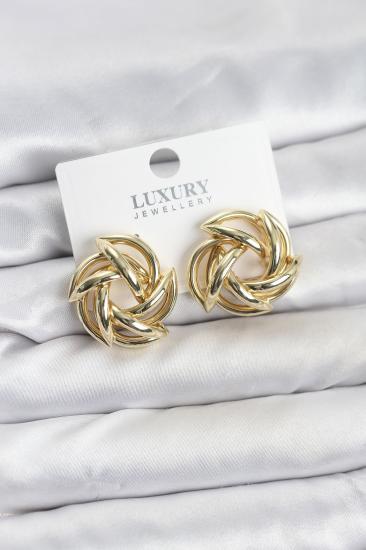 Gold Renk Hkursat Pirinç Keskin Sarmal Model Kadın Küpe