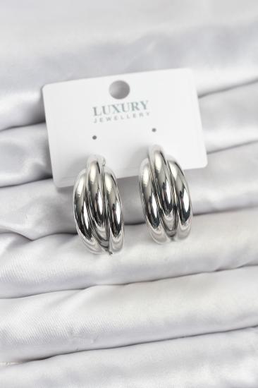 Gümüş Renk Hkursat Pirinç Yarım Halka Model Kadın Küpe