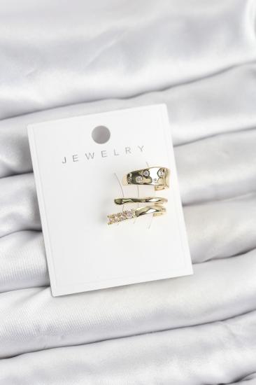 Gold Renk Zirkon Taşlı Hkursat Pirinç Kıkırdak Küpe